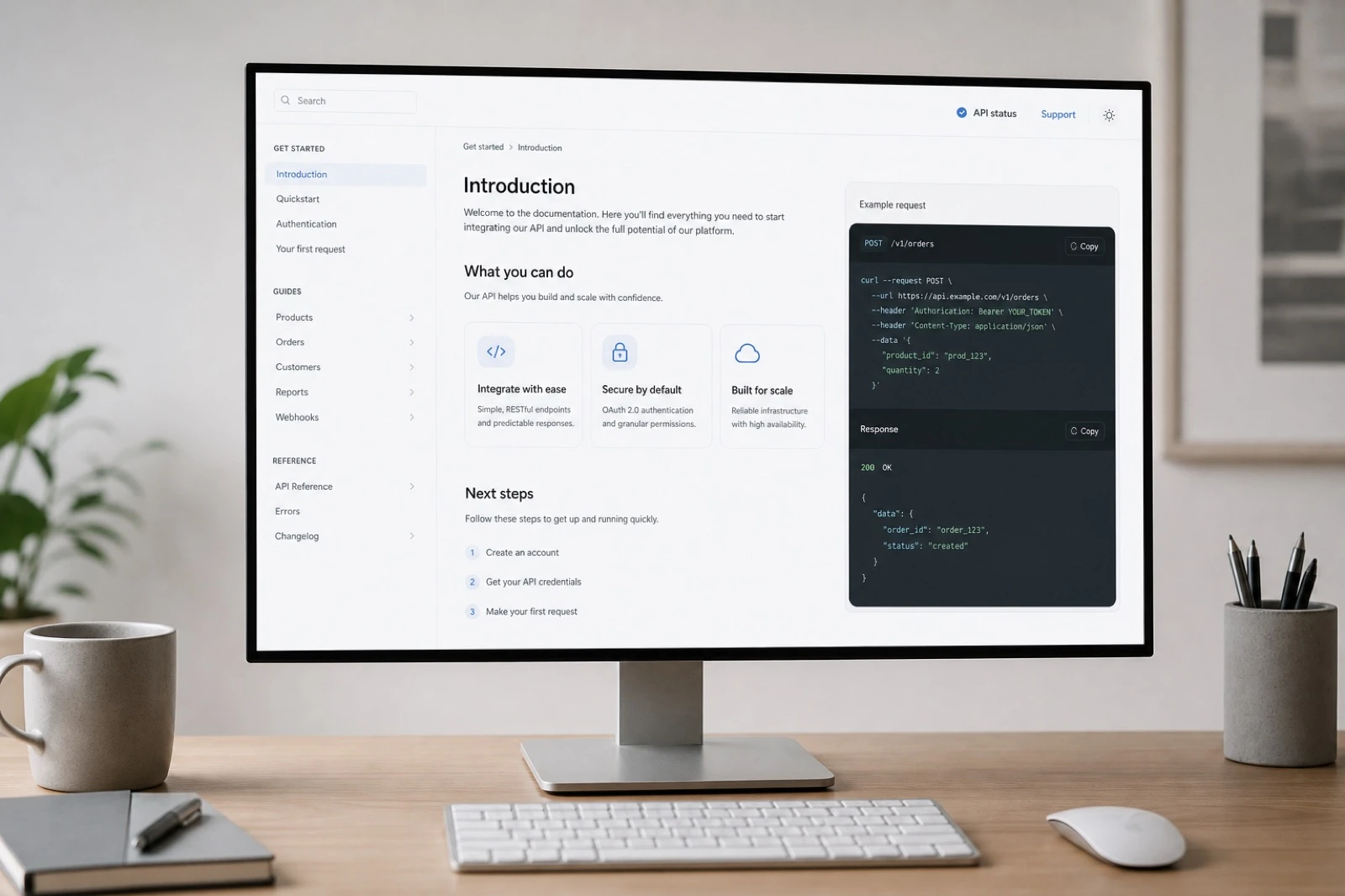 Monitor showing a SaaS documentation product interface